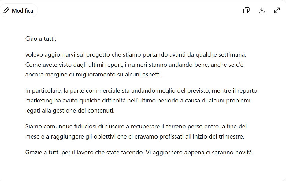 ChatGPT correzione testo con miglioramenti stilistici