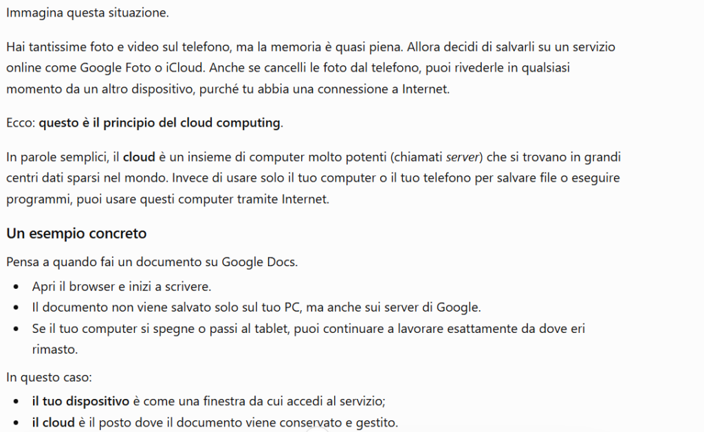ChatGPT spiegazione cloud computing per principianti