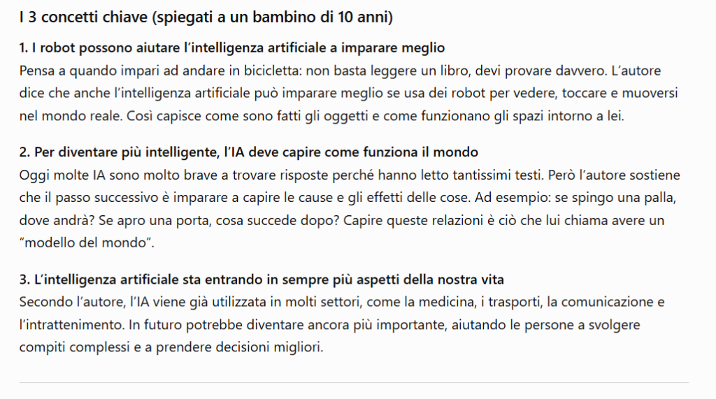 Risposta ChatGPT sintesi articolo Wikipedia intelligenza artificiale
