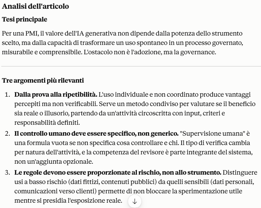 Claude individua la tesi principale e i tre argomenti del documento Volvren