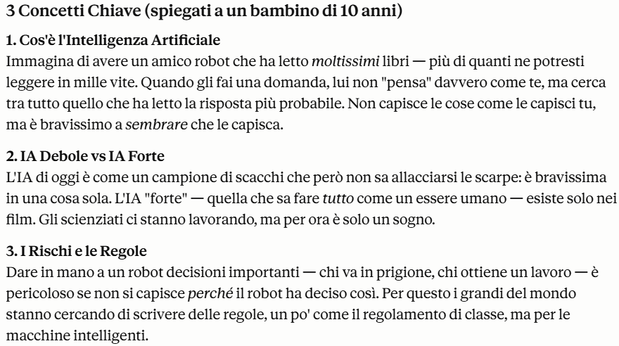 Risposta Claude sintesi articolo Wikipedia intelligenza artificiale